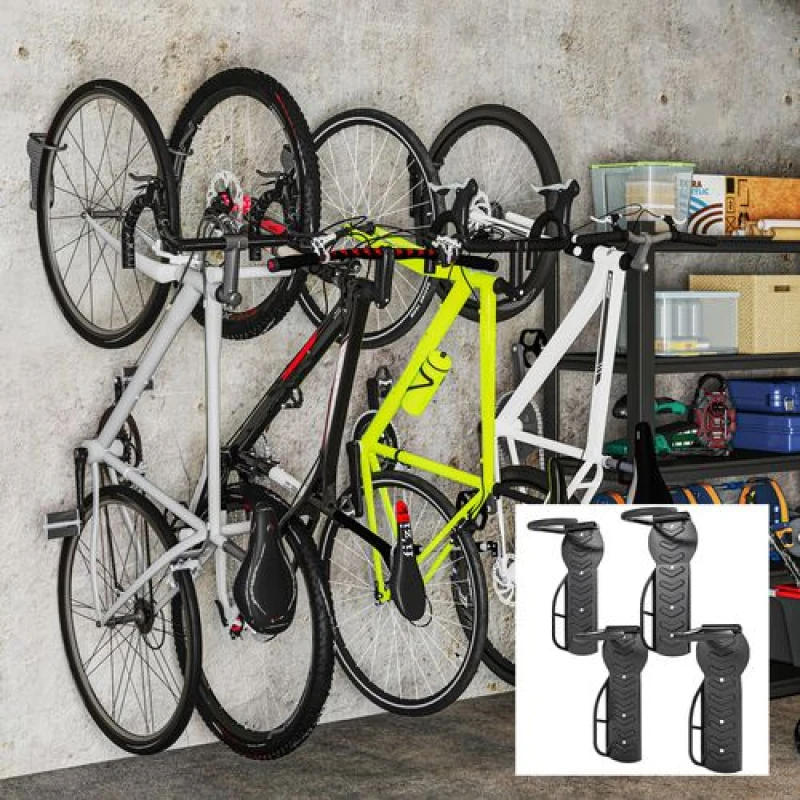 Image of SPORTNOW Sportnow - 4 Pack Bike Rack, Wall Mounted Bike Hooks for Garage 5063603138452