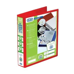 Image of Elba Panorama A4 Presentation Ring Binder PVC 4 D-Ring A4 40mm Capacity Red 1 x Pack of 6 Ring Binders