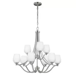 Image of 9 Bulb Chandelier Hanging Pendant LIght Satin Nickel LED E27 60W Bulb