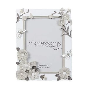 Image of 5" x 7" - Impressions White Floral Resin Frame