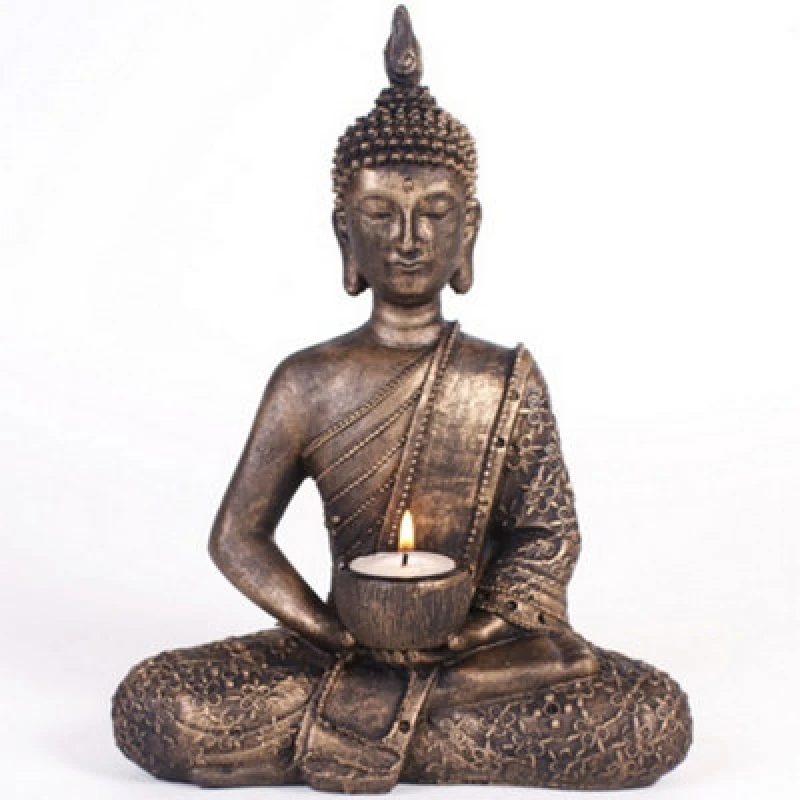 Image of Something Different Something Different Sitting Thai Buddha Tealight Holder in Dark Brown Dark Brown One Size Unisex 5057819650198