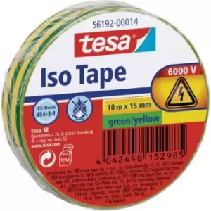 Image of tesa 56192-00014-22 56192-00014-22 Electrical tape Green, Yellow (L x W) 10 m x 15mm