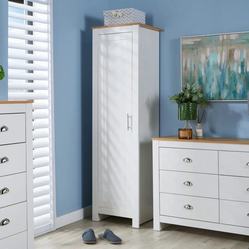 Image of Home Source Camden 1 Door Bedroom Slim Wardrobe Storage Unit White