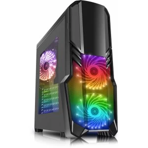Image of CiT G Force Black PC Gaming Case with 2 x RGB Front 1 x Rear Fans & Remote
