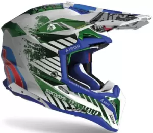 Image of Airoh Aviator 3 Six Days Italy 2021 Carbon Motocross Helmet, white-pink-green, Size XL, white-pink-green, Size XL
