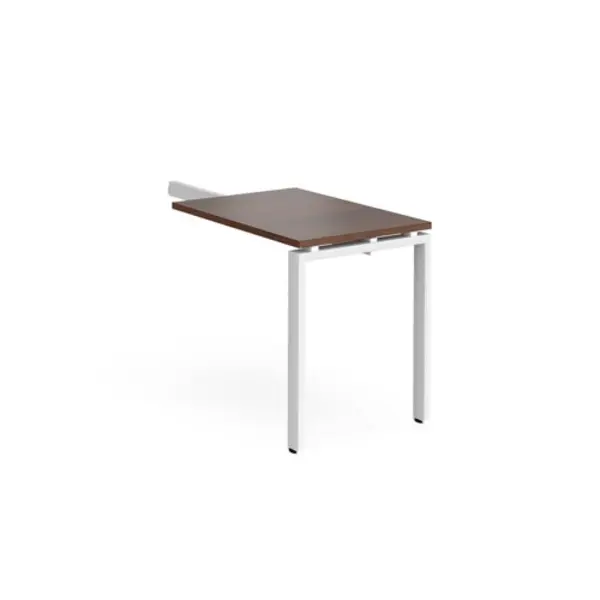 Image of Adapt Adapt add on unit single return desk 800mm x 600mm - white frame, walnut top Walnut ER86-AB-WH-W