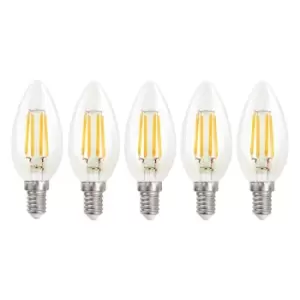 Image of 5 Watts E14 LED Bulb Clear Candle Cool White Dimmable, Pack of 5