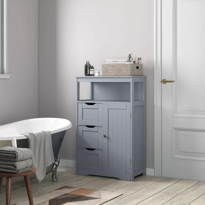 Image of MCC Direct Bathroom Storage Cabinet with 3 Drawers Grey