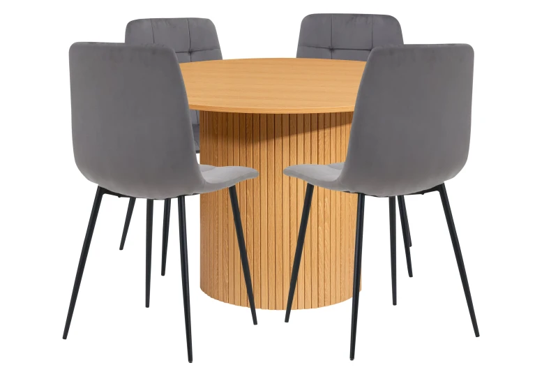 Image of Birlea Axel Round Black Dining Table and 4 Chair Set