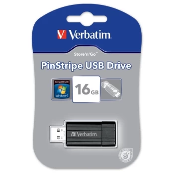 Image of Verbatim 16GB USB Drive Black - 49063