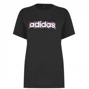 Image of adidas Linear Floral T-Shirt Ladies - Black/White