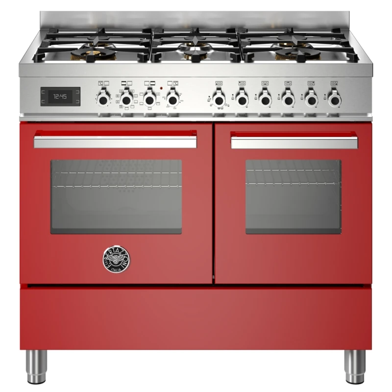 Image of Bertazzoni PRO106L2EROT 100cm Professional Dual Fuel Range Cooker - RED PRO106L2EROT