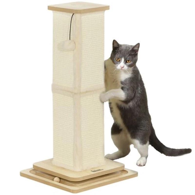 Image of PawHut PawHut 67cm Cat Scratching Post 3 in 1 Cat Scratcher w/ Track Ball Toy 5061025051618