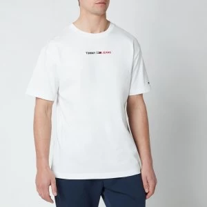 Image of Tommy Jeans Mens Linear Logo T-Shirt - White - M
