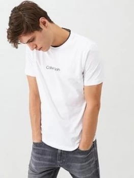 Image of Calvin Klein Carbon Brush Logo T-Shirt - White