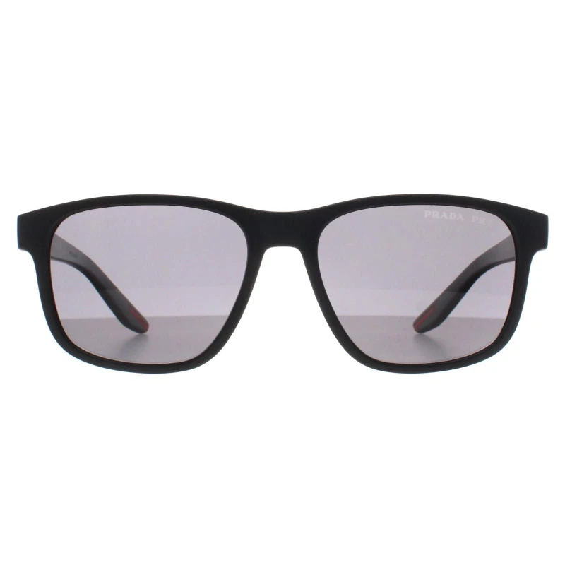 Image of Prada Sport Prada Sport Men Rectangle Black Rubber Dark Grey Polarized PS06YS Black One Size Male 8056597897471