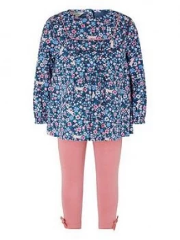 Image of Monsoon Baby Girls Bunny Blouse And Legging Set - Blue