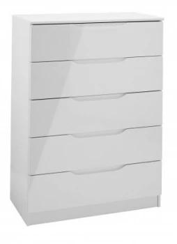 Image of Legato 5 Drawer Chest - Grey Gloss.