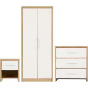 Image of Seville Bedroom Set in Oak and White Sheen Finish.