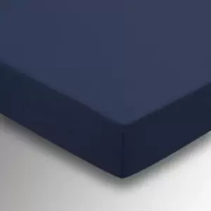 Image of Helena Springfield Plain Dye, 50/50 Percale, Single Fitted Sheet, Navy