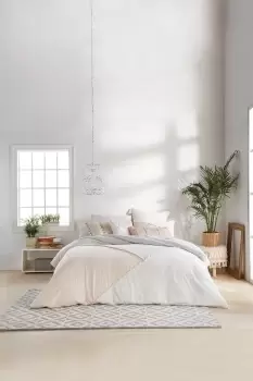 Image of 'Colorblock Fringe Cotton' Duvet Cover