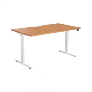 Image of 1600MM Height Adjustable Desk (Cut Out) White/Beech