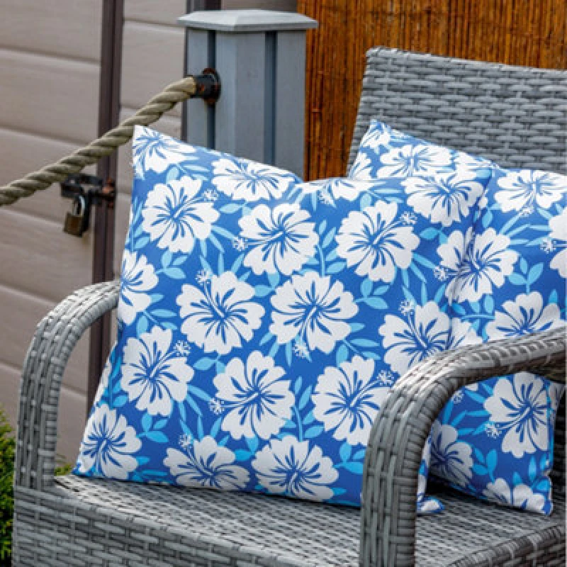 Image of Streetwize Outdoor Blue Hawaiian Print Scatter Cushions Blue One Size