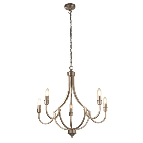 Image of Searchlight Lodge 5 Light Chandelier - Satin Silver