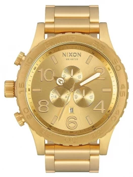 Image of Nixon 51-30 Chrono All Gold Gold IP Bracelet Gold Dial Watch