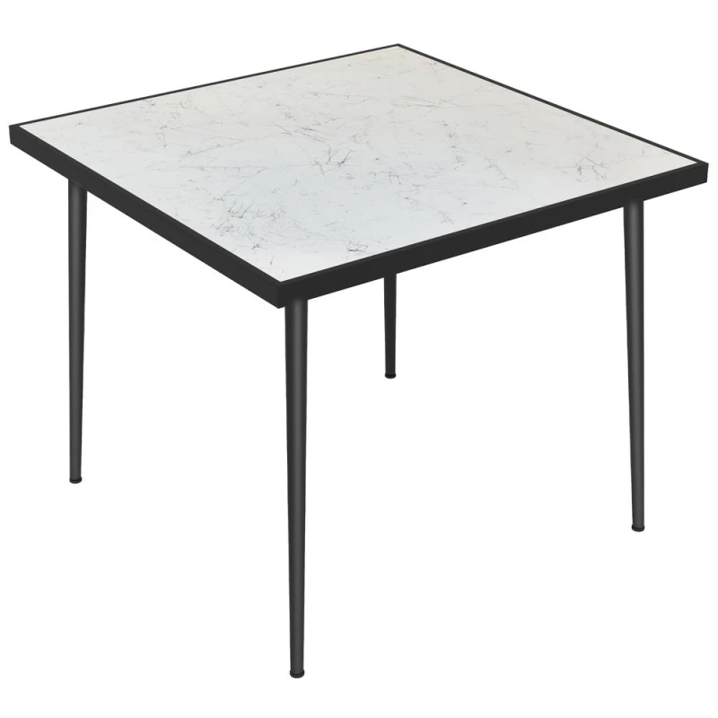 Image of Outsunny Square Dining Table w/ Marble Effect Top - White 84G-346V00WT