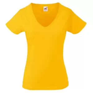 Image of Fruit Of The Loom Ladies Lady-Fit Valueweight V-Neck Short Sleeve T-Shirt (XS) (Sunflower)