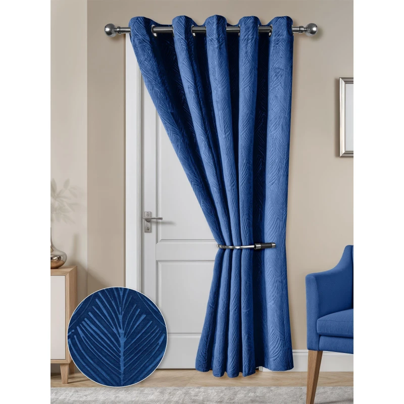 Image of Emma Barclay Eyelet Door Curtain Thermal Blackout Twilight Navy unisex 168x213cm