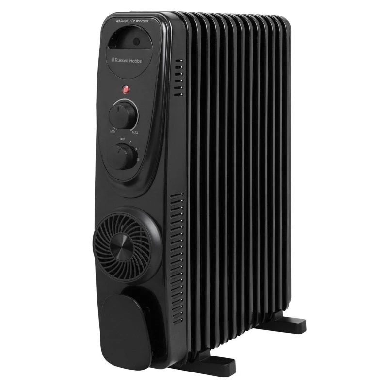 Image of Russell Hobbs RHOFR2403B 2.5kW 13 Fin Manual Oil Filled Radiator Black unisex 13 Fin
