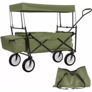 Image of Garden trolley with roof foldable incl. carry bag - garden cart, beach trolley, trolley cart - green - green