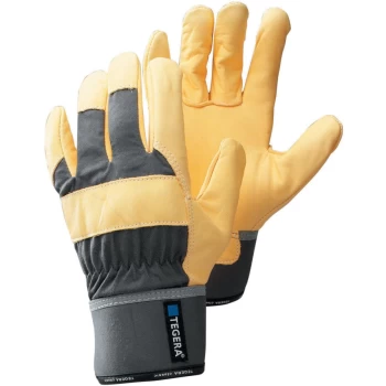 Image of 363 Tegera Palm-side Coated Yellow/Black Gloves - Size 10