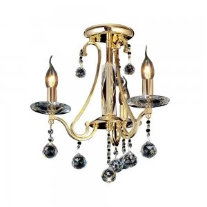 Image of Semi Flush Ceiling 3 Light French Gold, Crystal