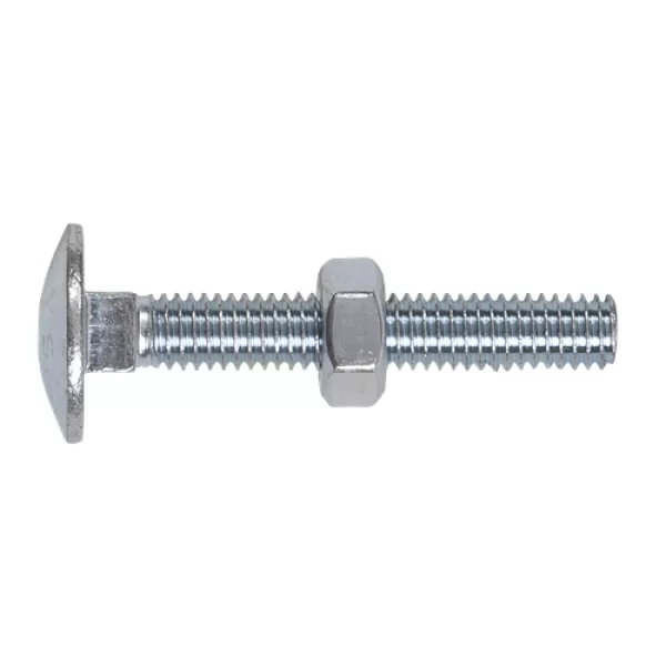 Image of Genuine SEALEY CBN640 Coach Bolt & Nut M6 x 40mm Zinc DIN 603 Pack of 100