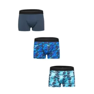 Image of Tom Franks Mens Camo Boxer Shorts (Pack Of 3) (M) (Blue Camo)