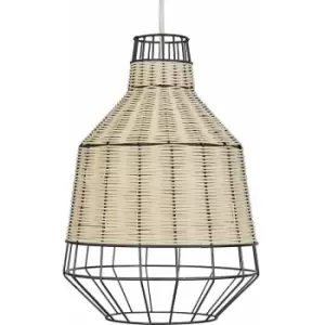 Image of Minisun - 28cm Rattan Ceiling Pendant Light Shade - No Bulb