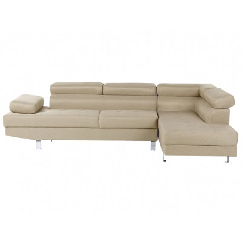 Image of Beliani Corner Sofa 5 Seater Norrea Fabric Light Beige Left Hand