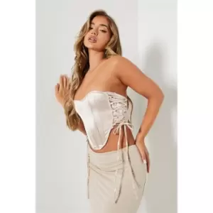 Image of I Saw It First Lace Up Bandeau Corset Top - Brown
