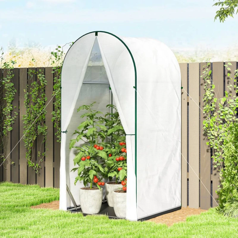 Image of OUTSUNNY Mini Greenhouse, Small Greenhouse with PE Base, White Size: 100cm x 100cm White Unisex 100cm x 100 cm