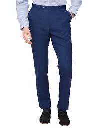 Image of Jeff Banks Blue Textured Regular Fit Suit Trousers - 34R