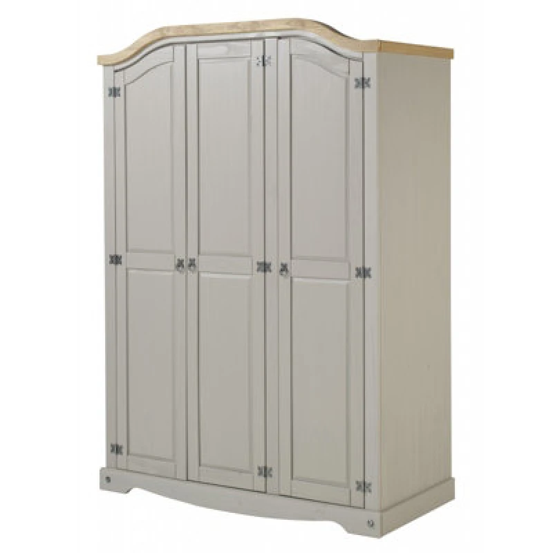 Image of MERCERS FURNITURE Corona Grey Wax 3 Door Arch Top Wardrobe 5060765291094