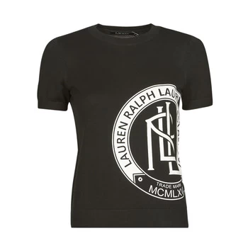 Image of Lauren Ralph Lauren KONSUELO-SHORT SLEEVE-SWEATER womens Sweater in Black - Sizes S,M,L,XL,XS