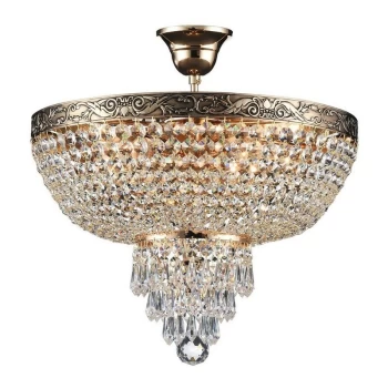 Image of Maytoni Lighting - Palace Semi Flush Ceiling Gold Antique & Crystal, 5 Light, E27