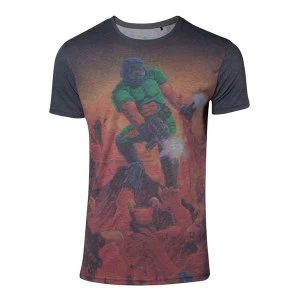 Image of Doom - Box Art Sublimation Mens Small T-Shirt - Multi-colour