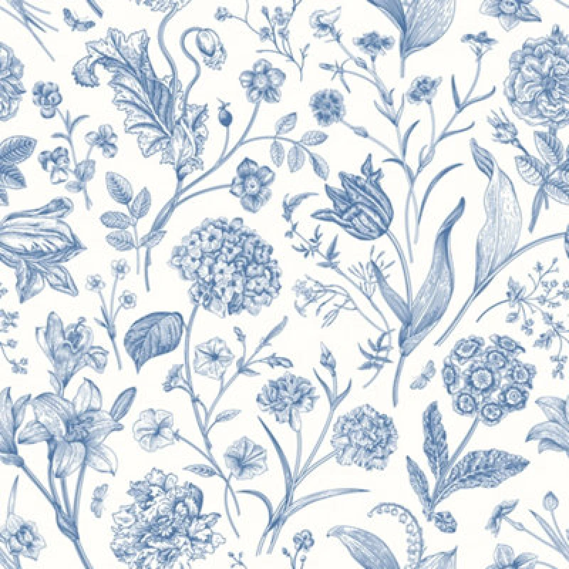 Image of Hoopla Walls Floral Toile - Royal Blue 10M Wallpaper