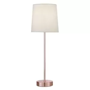 Image of Village At Home Tall Stick Table Lamp Rose Gold Off White
