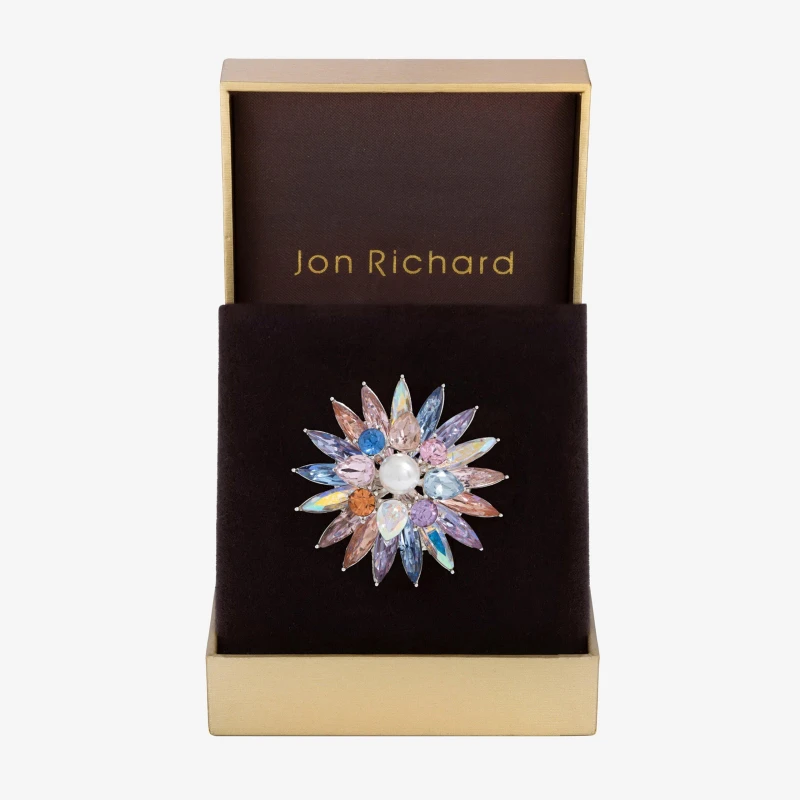 Image of Jon Richard Silver Plate Multi Coloured Floral And Pearl Broo Jewellery Sets One Size Silver 71722811000
